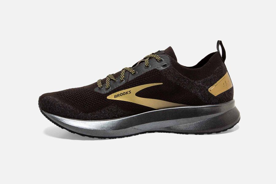 Levitate 4 Road Brooks Running Shoes NZ Mens - Black/Gold - BVUJPD-370